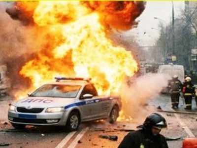 Взрыв автомобиля полиции. Фото:rutube.ru